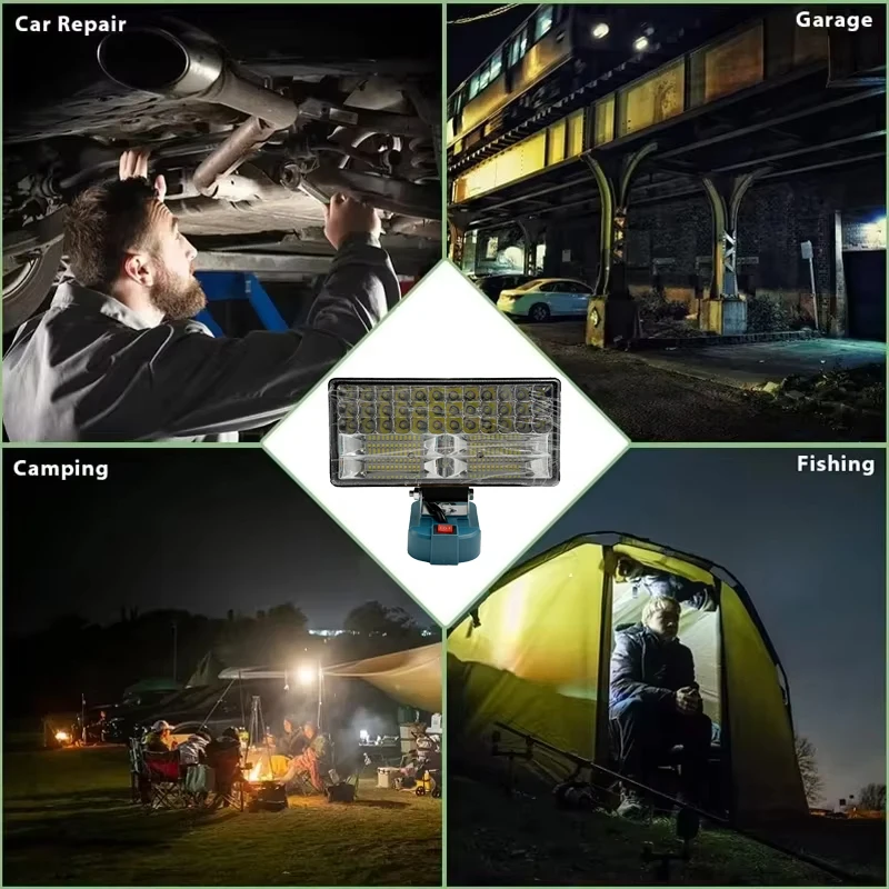 LED Work Light for Makita 18V Battery Flashlight Portable Flood Light Cordless L