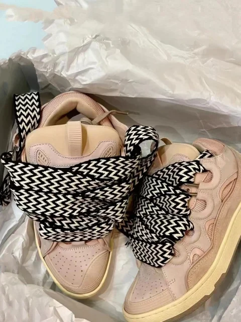 Thick-Soled Dad Shoes Men/women 2026 Summer Autumn Lace Up Clunky Sneaker Casual Skateboard Shoes Mixed Color Sport Shoes 2