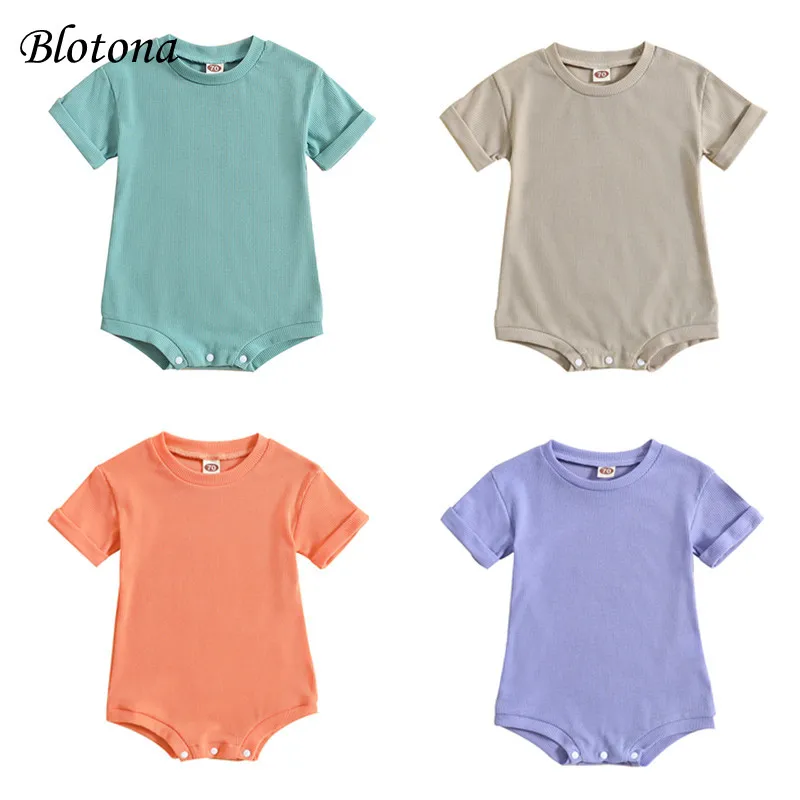 

Детский летний комбинезон с коротким рукавом и круглым вырезом