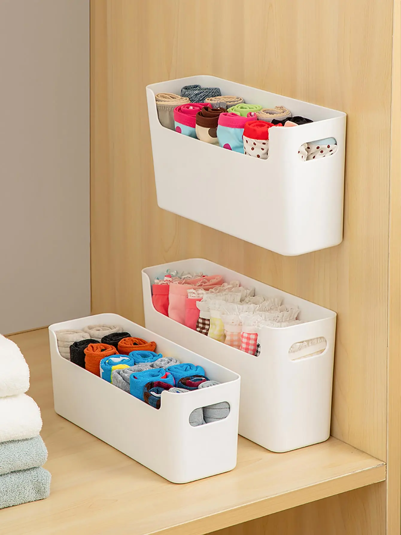 Clothes Organizer Storage Box Underwear Storage Organizer Underwear Storage Box Drawer Organizer WORTHBUY Underwear Bra Socks Plastic Storage Organizer Wall Mounted Cabinet Storage Organizer Drawers Box for Bedroom
