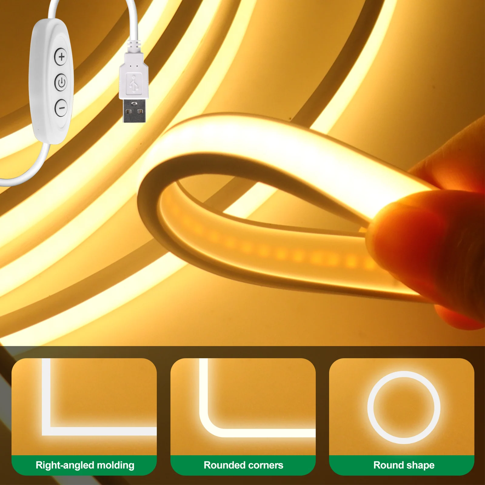 Waterproof COB LED Strip USB 5V 320LEDs/m Flexible Neon Lights S0796816c9dc5404c9ccc182a0182701aO