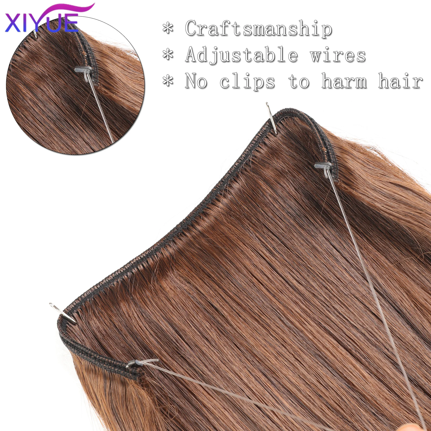Synthetic Invisible Wire No Clips In Hair Extensions Secret Fish Line Hairpieces Hair Extensions Fake Hair For Women