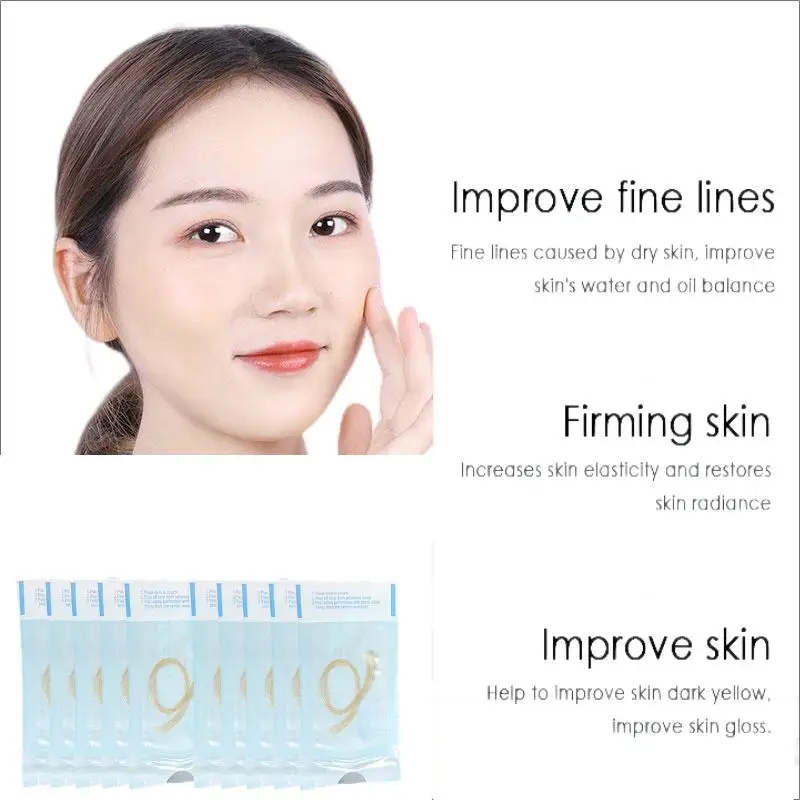 60-360 pcs 24K Gold Protein Line Absorbable Anti-wrinkle Face Filler Firming Fade Fine Lines Collagen Thread Anti-Aging Serum