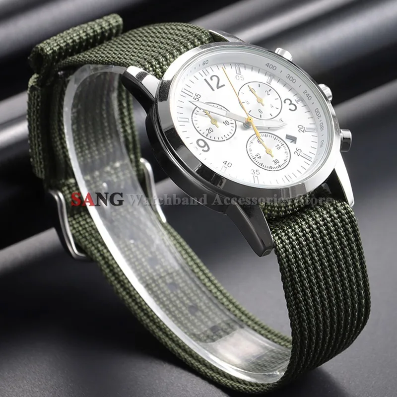 Braided Nylon Strap - Men's Army Sports Breathable Watch Band Wristbelt