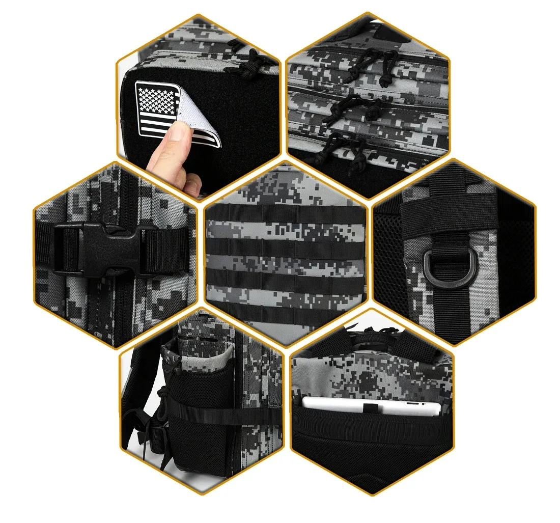 45L Men's outdoor Camo Backpack Molle Backpack Hiking Backpack with bottle Holder Outdoor Hiking Fitness Bag - Image 6