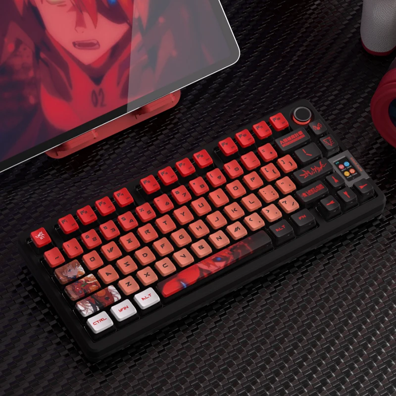 Asuka Desenhos Animados Keycaps Pbt Dye Sub Pudim Perfil Oem Keycaps Translúcidos Retroiluminados para Rainy75 Sugar65 Hi75 Hi8 Lucky65 - Imagem 2