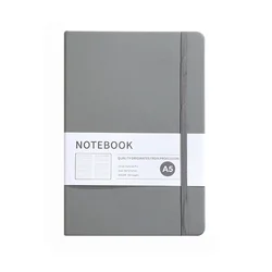 Premium Imitation Leather Notebook with Elastic Band, Ideal (Grey)