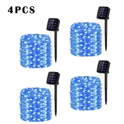 Solar-Powered LED Fairy String Lights for Outdoor & Garden Decor - Waterproof Twinkle Lamps for Christmas & Parties (4PCS Blue)