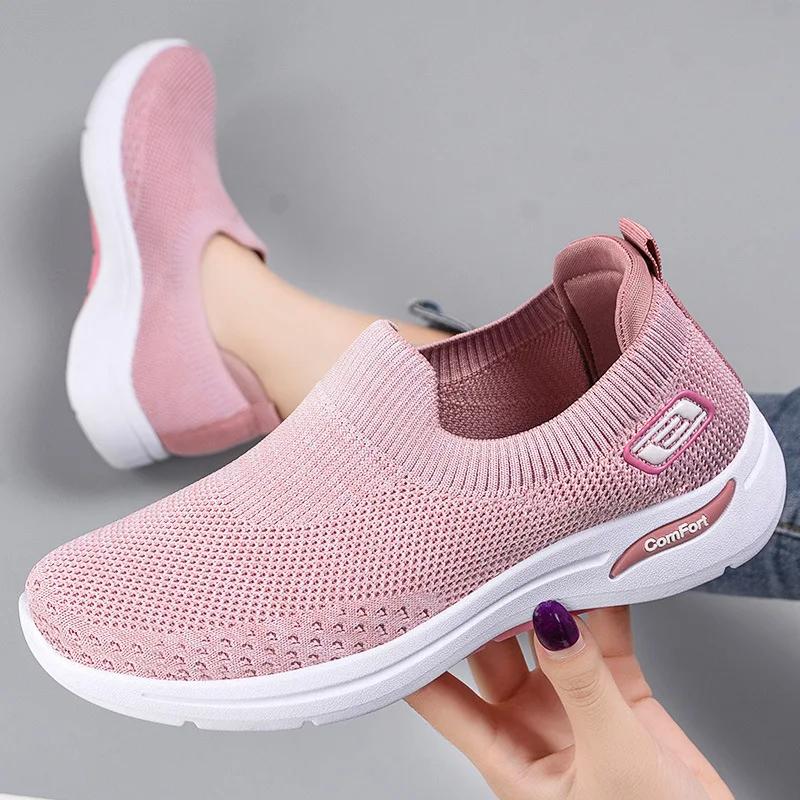 2023 Women Vulcanized Shoes Casual Men Sneakers Slip On  Socks Shoes For Women Loafers High Quality Ladies Walking Flats
