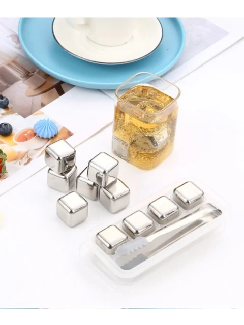 4 Cubetti Ghiaccio Acciaio Inox Riutilizzabili - Per Whisky, Cocktail E Bevande Fredde - Foto 6