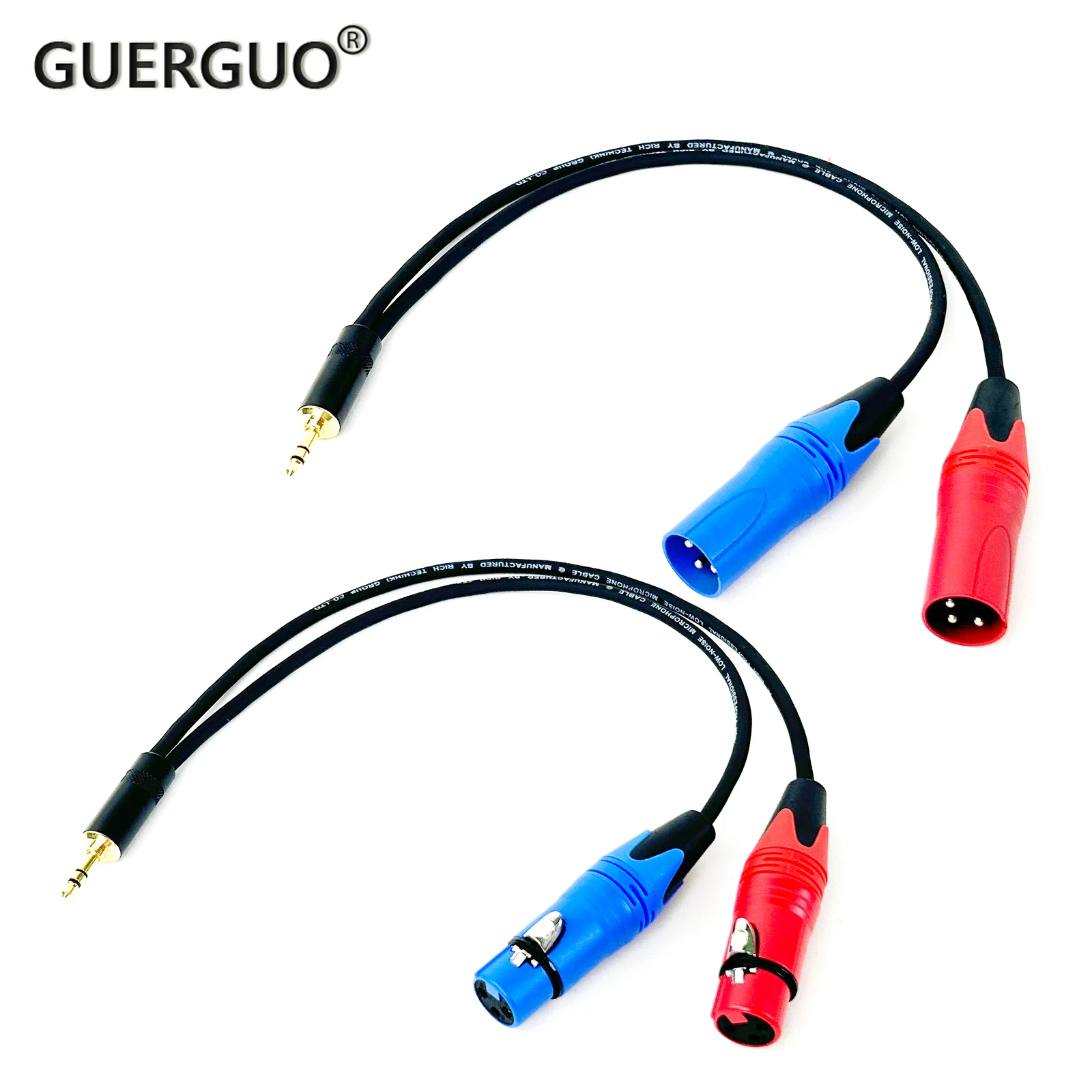 3,5 mm 1/8 Zoll TRS-Buchse auf 2 XLR-3-Pin-Kabeladapter, 3,5 mm Stecker auf Dual-XLR-Stecker/Buchse Breakout-Y-Splitterkabel 0,3 m-5 m