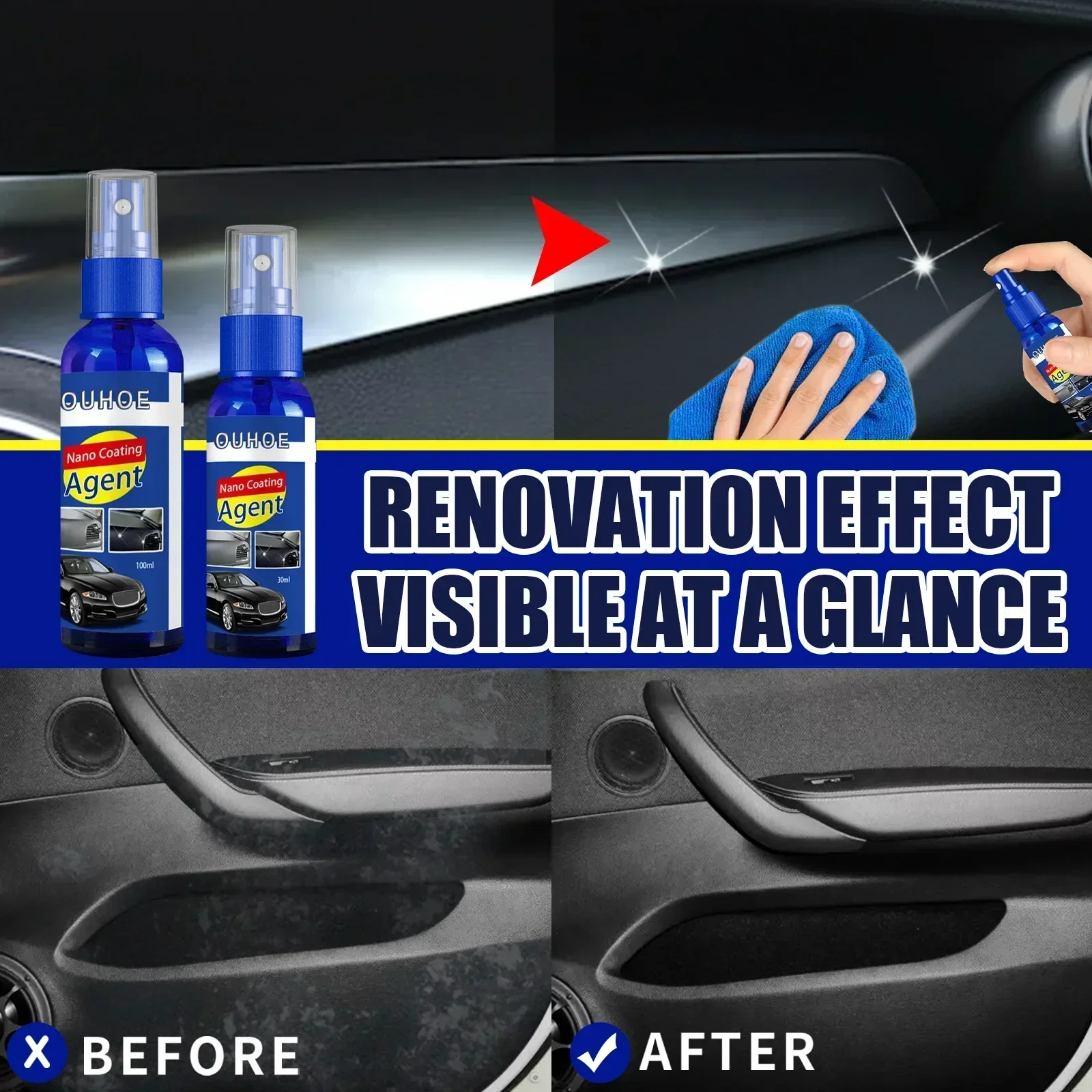 Car Plastic Restore Coating Agent Auto Plastic Rubber Exterior Repair Clean Refresh Restoration Agent Black Shine Seal Brighten