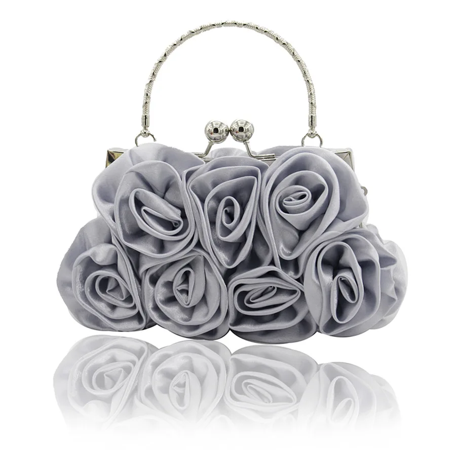 Flower Shaped Bag Satin Red Wedding Clutch Bags for Bride Five Colors Elegant Party Evening Purse Bridal Handbags for Women 2023