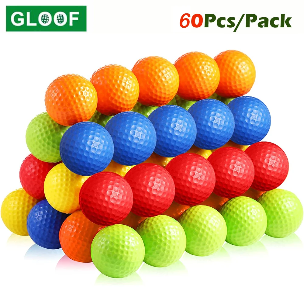 60Pcs/Pack PE Plastic Golf Practice Balls Realistic Feel Flight