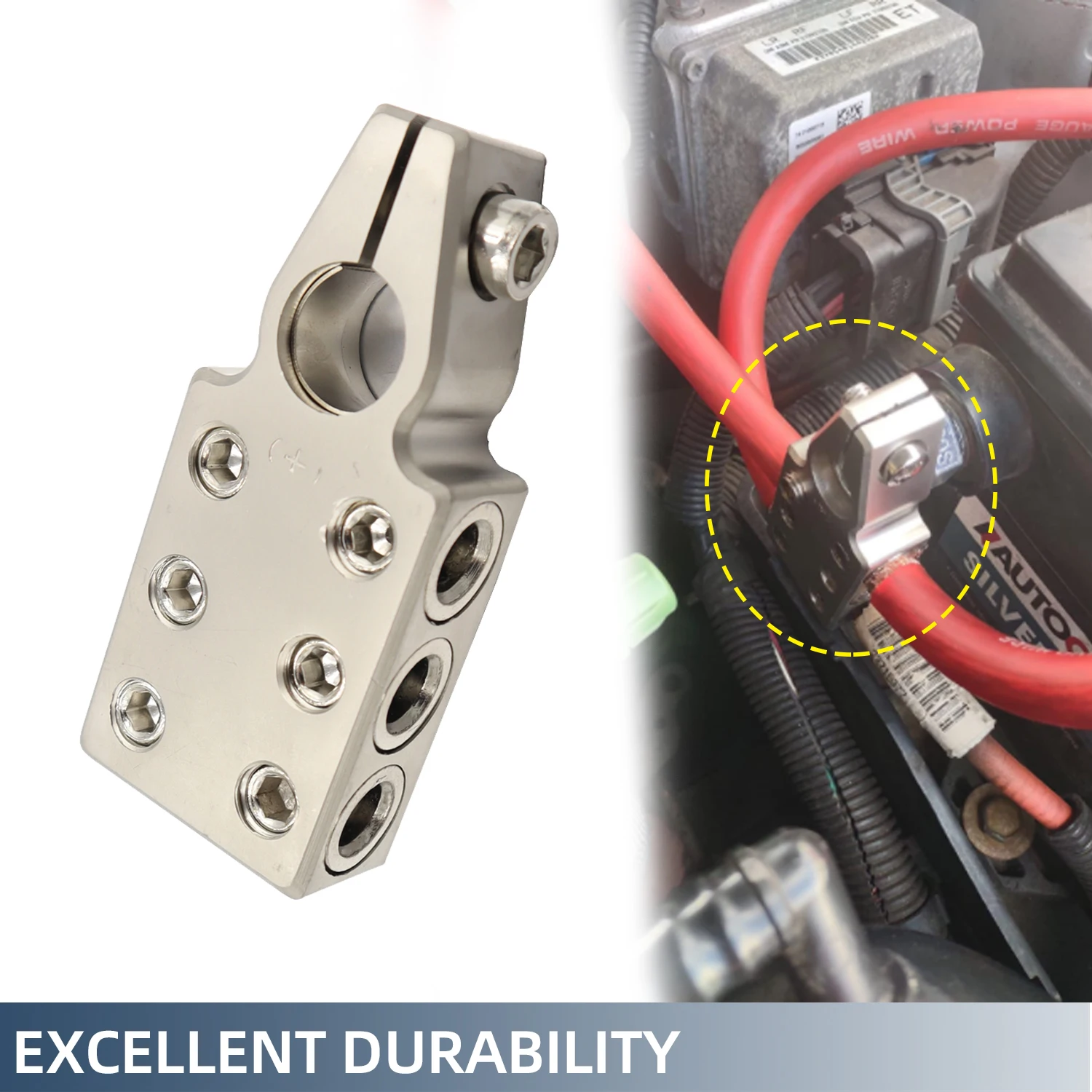 Battery Terminals 6 Way Battery Terminal Clamp 6x1/0 Gauge AWG Lead-Acid (+/-) Pair For Tapered T