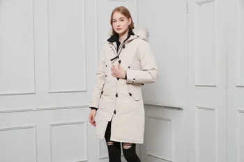 Long Down Jacket Women's Winter warm overcoat Famous designer designed Luxury brand high-quality Slimming wais hooded coat 1