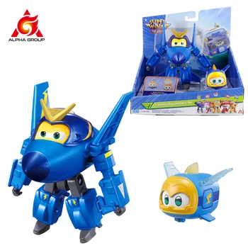 Super Wings 2 팩 세트, 비행기에서 로봇으로 변신, 가벼운 제롬 애완 동물, 어린이 장난감 선물, 10 단계, 5 인치