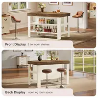 Home Bar Table Unit with Storage Shelves, 55.1-Inch Farmhouse Counter Height Bar Cabinet for Kitchen Dining Room, Customized 5