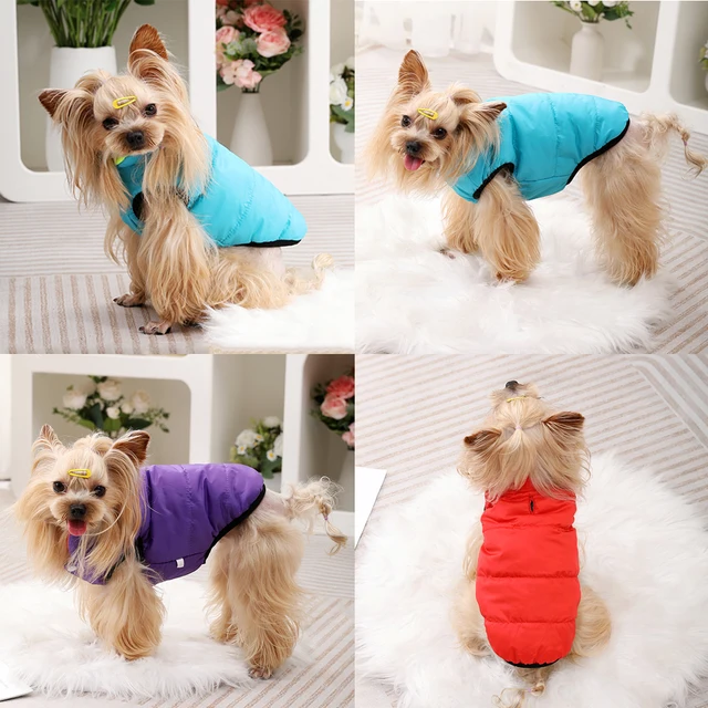 Reversible Pet Dog Clothes For Small Medium Dogs Cats Cold Winter Warm Puppy Padded Jacket Vest Chihuahua Dachshund Pug Outfits 5