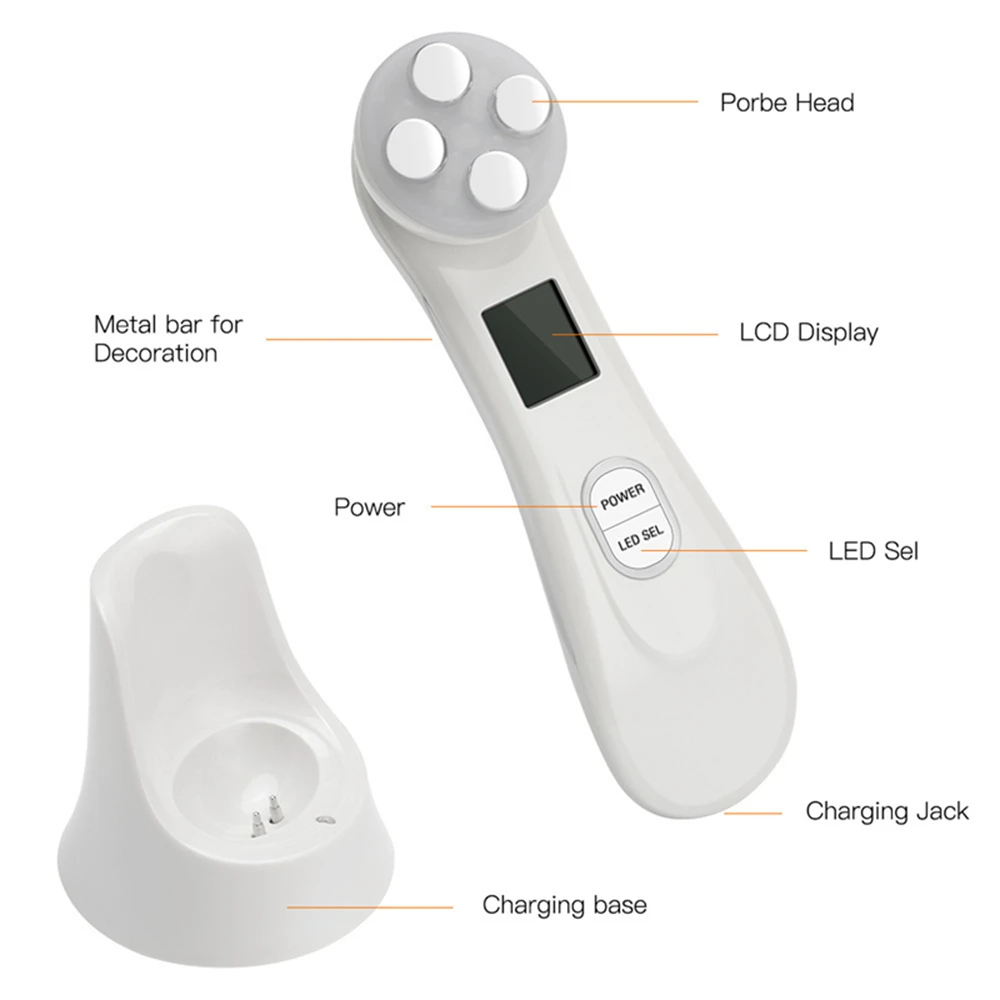 5 Color Light Base beauty device Face and neck massager with vibration and heat function portable electric facial massager
