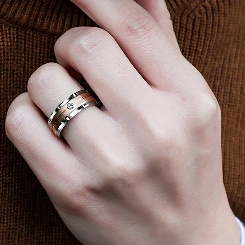 1pcs Luxury Women Ring Metal Hollow Carving Pattern Rose Gold Color Zircon Stones Couple Ring Bridal Engagement Wedding Jewelry 5