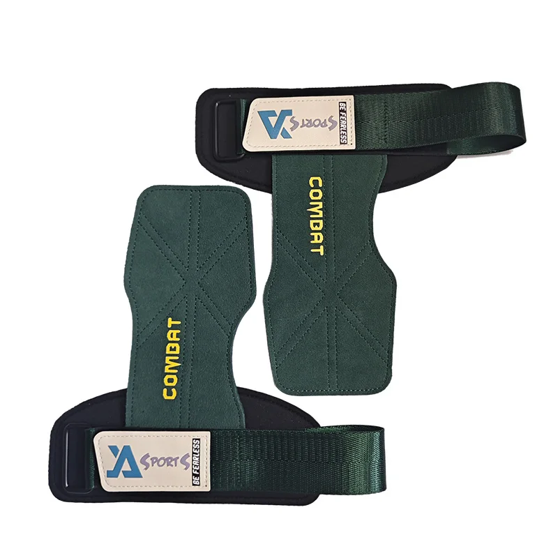 1 Pair 3-layers Cowhide Weight Lifting Gloves Deadlift Grip Pads for Fitness Gym Wrist Straps Workout Training Pull-Up Gloves 6