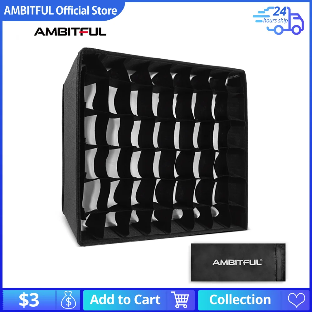 AMBITFUL LEDP60C LED Video Soft Light Diffuser Honeycomb Grid Softbox (Softbox Only) photography softbox bowens mount softbox portable softbox photography lighting kit