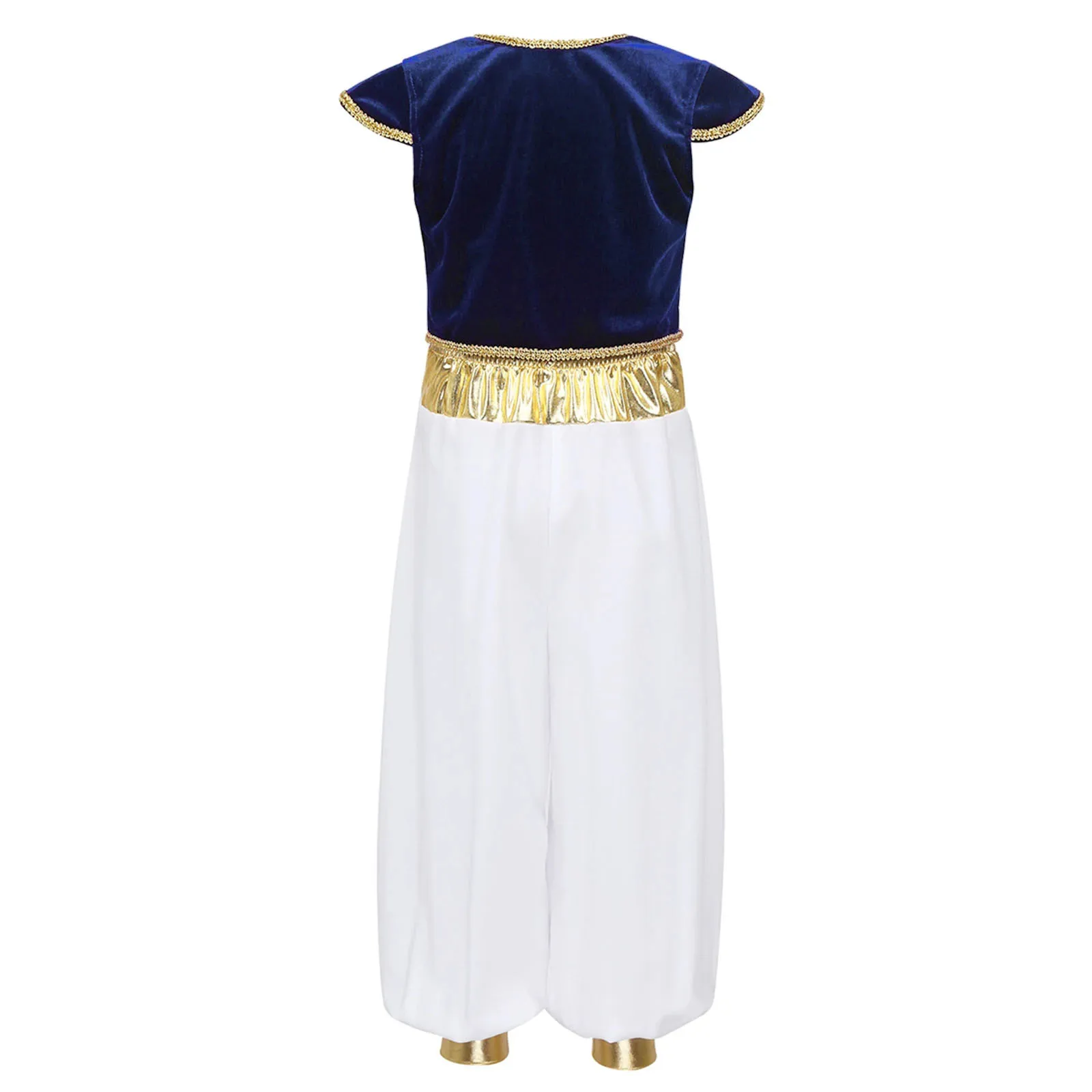 Costume da principe arabo per ragazzi, arabo persiano, gioco di ruolo di Halloween, maniche ad aletta, gilet con pantaloni Harem, abiti di carnevale - immagine 4
