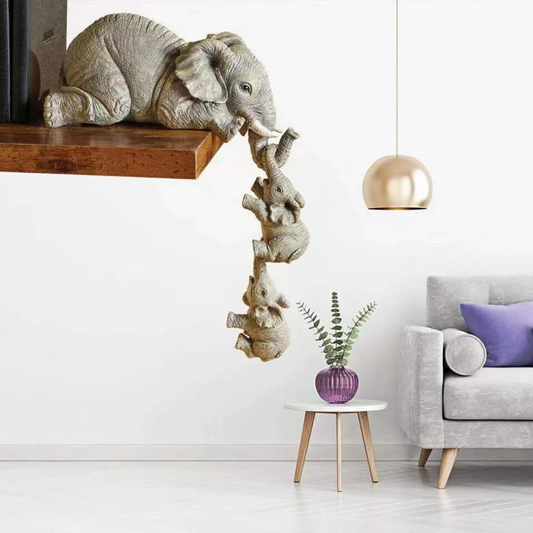 

2023 Cute Elephant Figurines Holding Baby Elephant Home Resin Crafts Mini Micro Landscape Ornament Garden Decor Statue 3 Pcs/Set