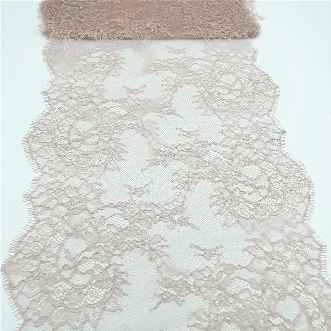 3M/lot Width 26cm Light Grey Pink Non-Elastic EyelashLace Trim For Skirt Sewing Accessory Craft DIY Apparel Fabric Lace Lingerie 6