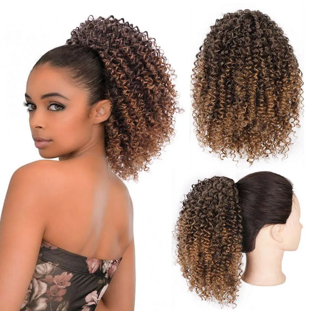 

Drawstring Puff Ponytail Afro Kinky Curly Hair Extension Synthetic Clip in Pony Tail African American Hair Extension