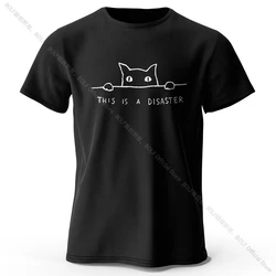 Elegant Minimalist Cat Line Art 100% Cotton Unisex Tee - Soft, Breathable Round Neck Short Sleeve - XXXL (Black)