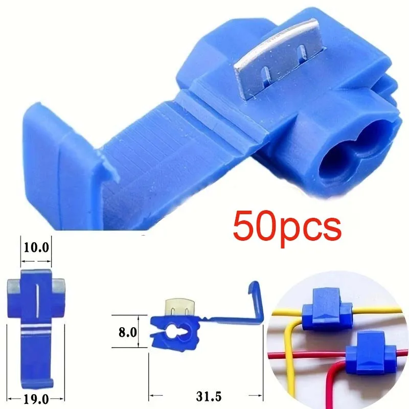 50pcs Wire Cable Connectors Scotch Lock Electric Quick Splice Terminals Crimp Non Destructive Without Breaking Line
