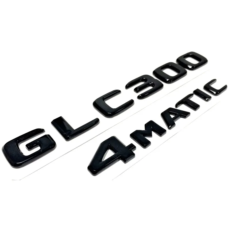 NBCNZCTSAS Lettres Noires Chromées 3D GLC300de GLC300e GLC350e GLC400e 4Matic Emblème Adapté For Mercedes Fit For Benz GLC X253 Autocollant De Logo De Coffre De Voiture(GLC300de-01,Giossy Black