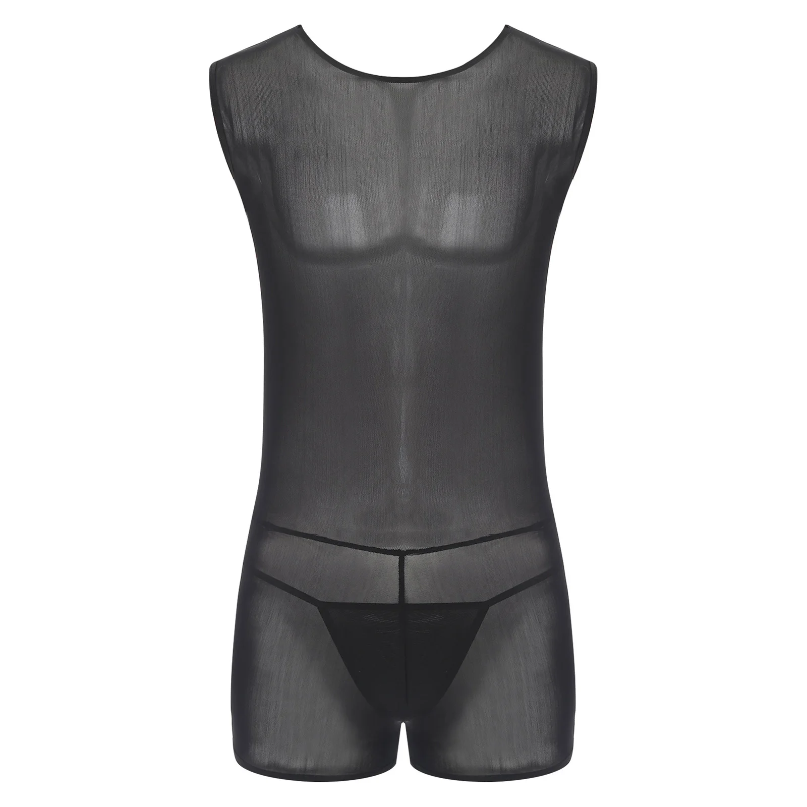 Mens See-Through Mesh Body Underwear Sheer Thongs Pantaloncini Senza Maniche Canotta Body Muscle Che Mostra Allettante Lingerie Suit