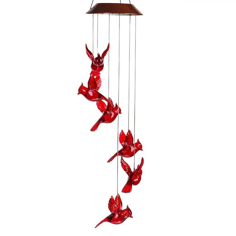 

Колокольчики с колибри, креативные ветряные колокольчики кардинала, ветряные колокольчики с солнечной батареей, колокольчик с красной птицей, ветряные огни с 6 птицами, памятная птица