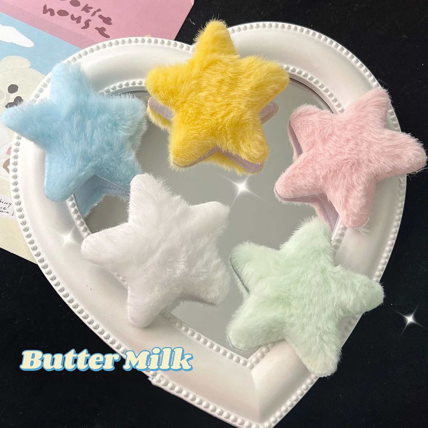 1PC Trendy Y2K Star Hairpins Girls Cute Sweet Plush Autumn Winter Barrettes Pentagram Hair Clips For Women Hair Accessories