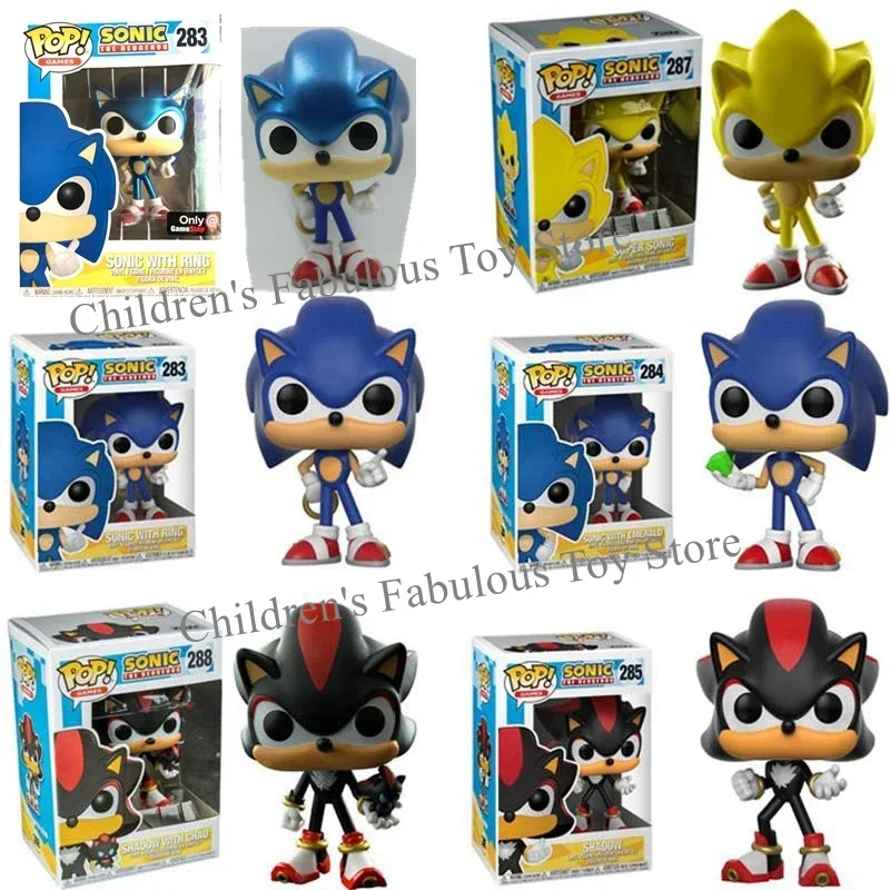 thumbnail image 2 of Nuevos juguetes de vinilo FUNKO POP SUPER SONICs con anillo n.º 283 EMERALD n.º 284 SHADOW n.º 285, modelo de figura de acción coleccionable para regalo de niños, 2 of 5
