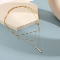 Vintage Bohemian Multilayer Minimalist Necklace for Women Stick Pendant Link Chain Necklace Collarbone Collares Fashion Jewelry 2