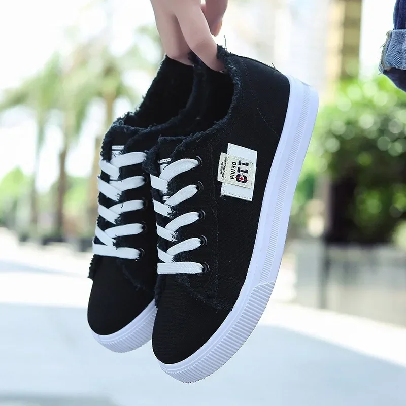 Pattern Canvas Women Shoes Fringed Side Woman Flat Low-top