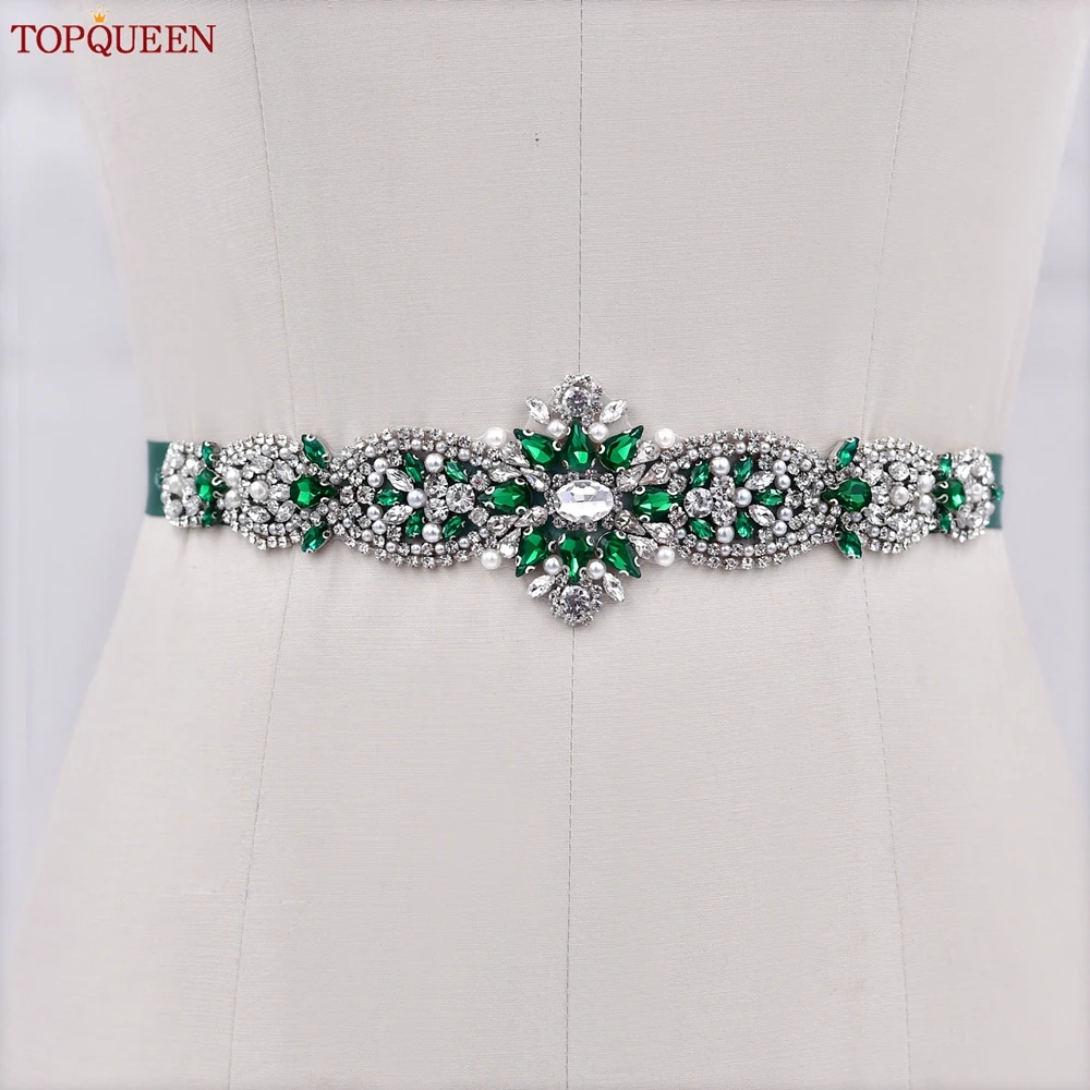 Bridal Waistband Bridal Dress Decoration TOPQUEEN Wedding Rhinestone Sash For Women Bridal Dress Belt