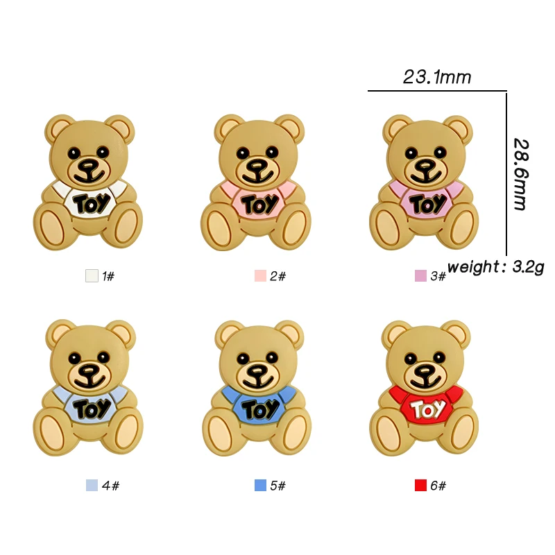 Teething Beads 3/10pcs Silicone Toy Bear Beads Teether Food-Grade Chewing Teeth Bead DIY Nipple Chain Jewelry Accessories