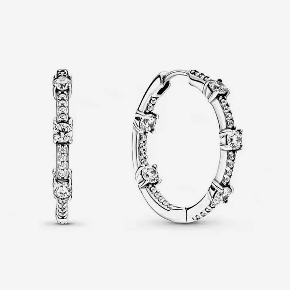 2022 Authentic 925 Sterling Silver Earring Sparkling Star Blue Gem Golden Heart Halo Stud Earrings Women Jewelry BirthdayGift 