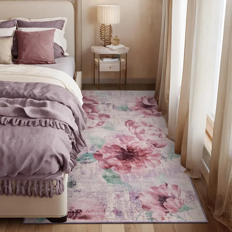 Retro Floral Living Room Carpet High-end Luxury Large Area Bedroom Rug Soft Machine Washable Non-slip Floor Mats Alfombra Ковер