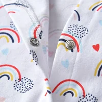 Spring Autumn Newborn Infant Baby Girls Clothes Rainbow Printed Thin Cotton Toddler Girls Long Sleeve Romper Jumpsuit + Headband 4