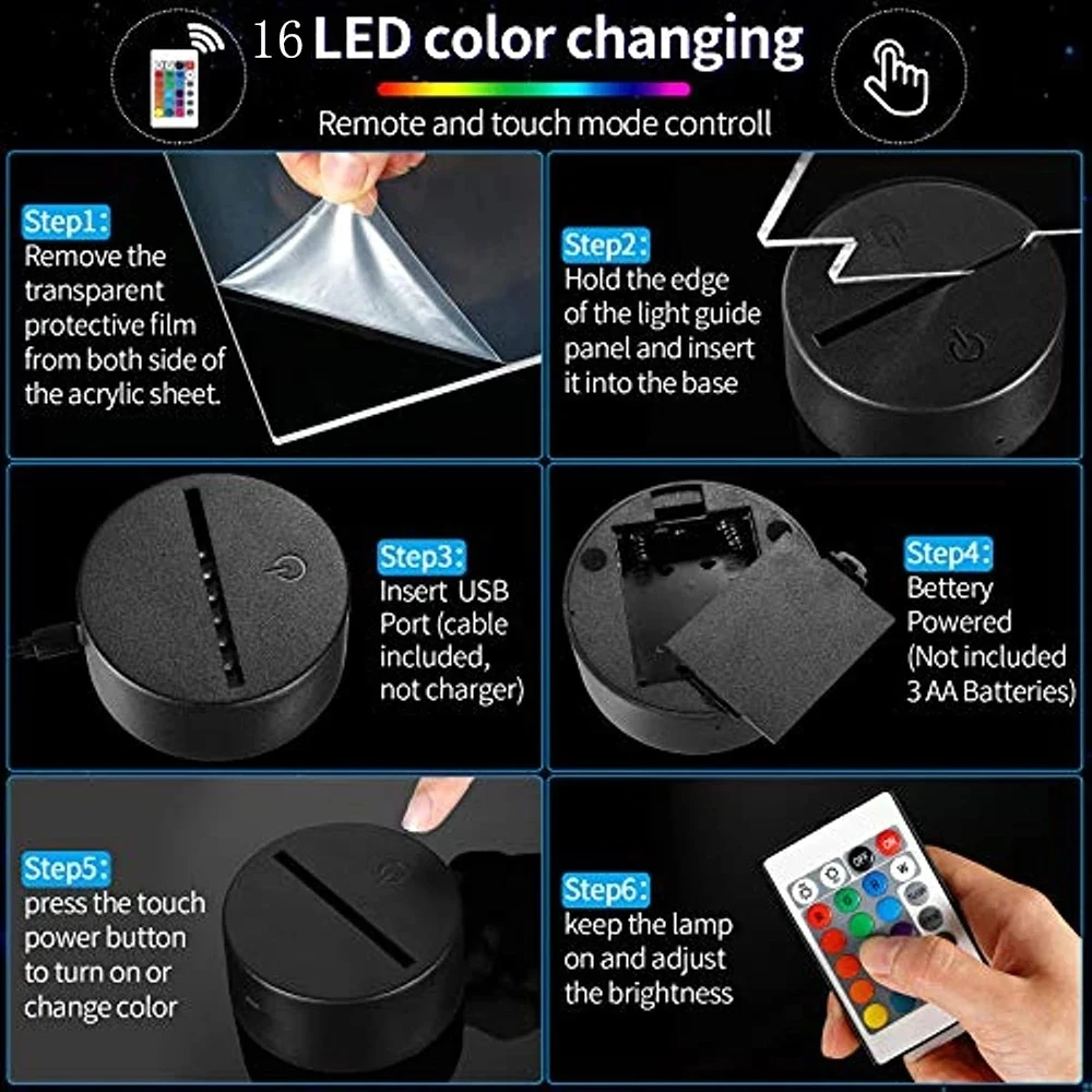 Anime Goku Vegeta Dragon Ball Z Super Saiyan 7/16 color remote control 3D Lamp LED Night Light Goku Jiren Broly Table Lamp Gift 6