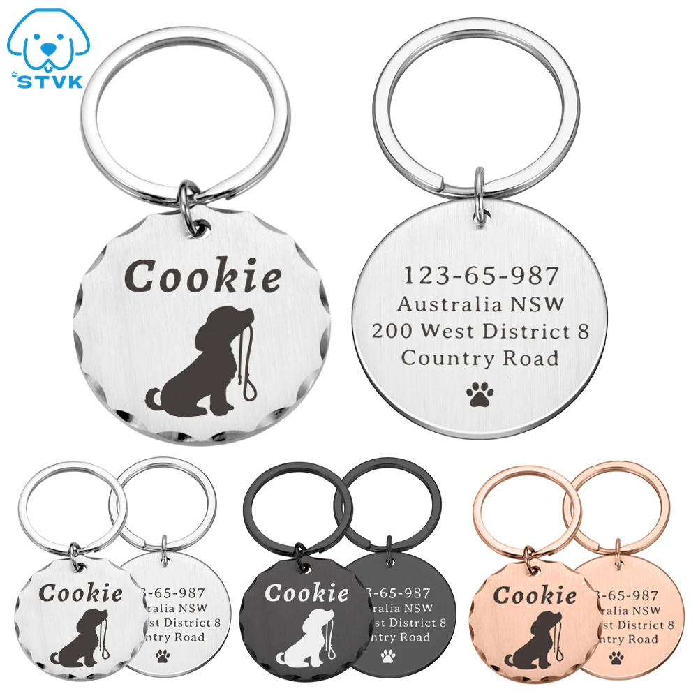 

Free Personalized Dog Cat Pet Tag Custom Pet Puppy Cat ID Tag Dog Collar Accessories Engraved Name Number Tags for Dogs Cats