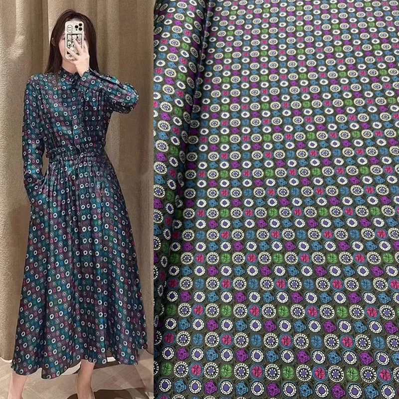 

Fashion Early Spring New Vintage Printed Stretch Silk Twill Fabric High-end Shirt Dress Luxury Designer Fabric Sewing Manual Div