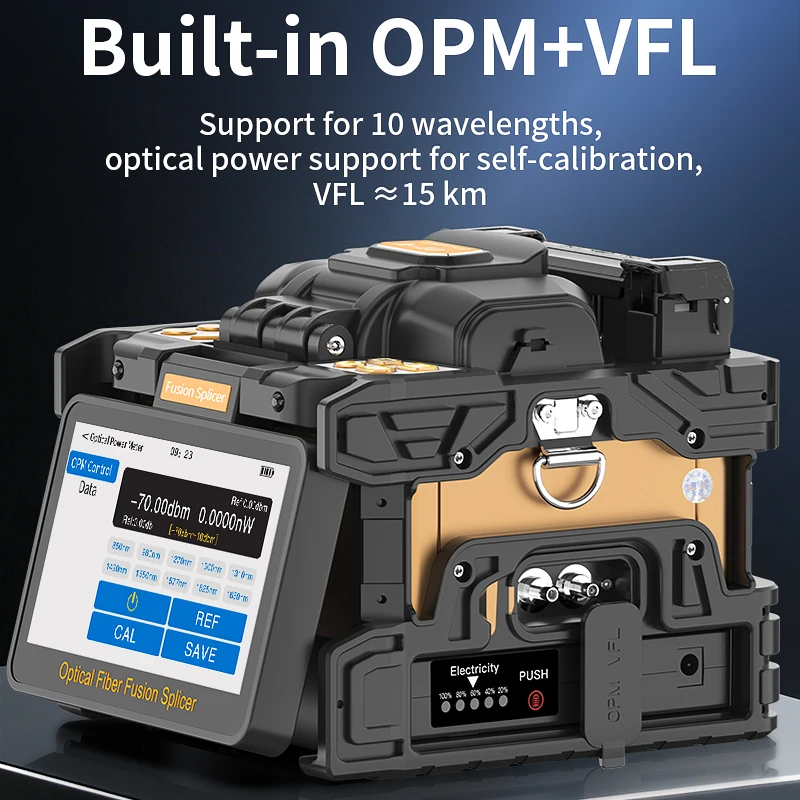 COMPTYCO A-10 6모터 완전 자동 광섬유 융착접속기 터치스크린 광섬유 열융착기 내장형 VFL OPM