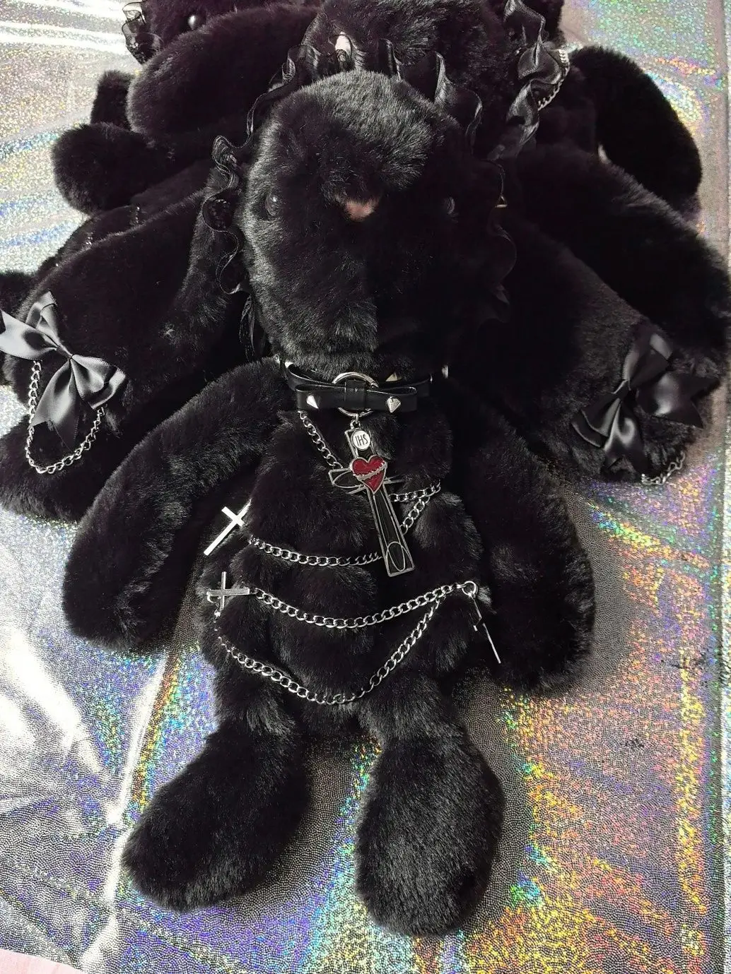 JIAERDI Gothic Rabbit Y2k Backpack Women Hot Girl Lolita Plush Doll Mini Backpack Ladies Cross Harajuku Black Mochila Aesthetic